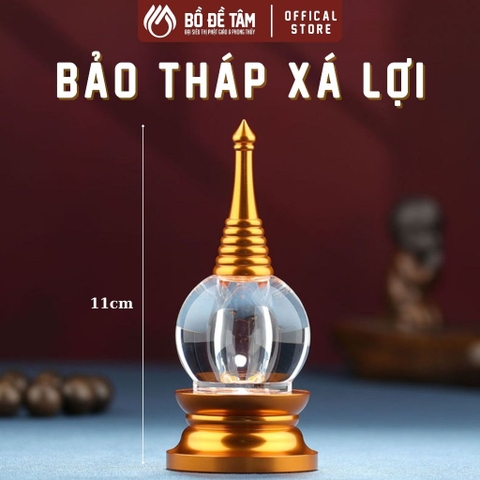 Tháp Đựng Xá Lợi Hợp Kim Đồng + Nhựa Trong | Trang Trí Bàn Thờ, Quà Tặng Tâm Linh