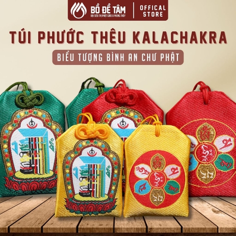 Túi Phước Kalachakra (Kim Cang Thời Luân) Vải Thêu - Bình An, May Mắn