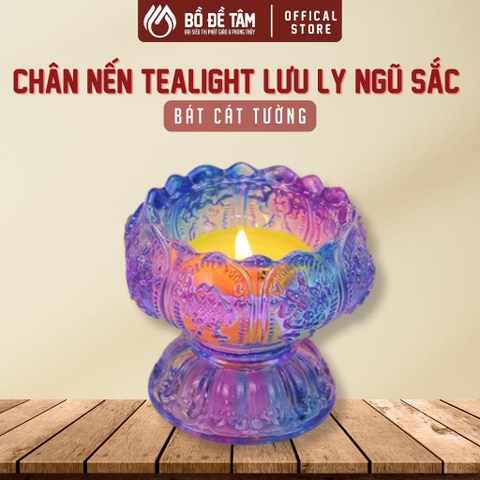 Chân Đèn Lưu Ly Ngũ Sắc Bát Cát Tường, Trang Trí Bàn Thờ, Đẹp, Ý Nghĩa | Siêu Thị Bồ Đề Tâm