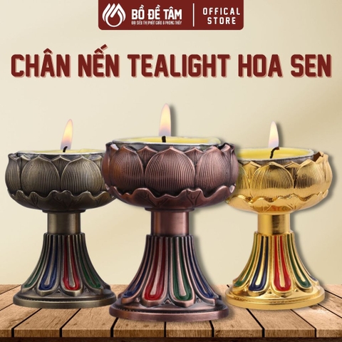 Chân Nến Tealight Hoa Sen Ba Màu Hợp Kim Sang Trọng | Siêu Thị Bồ Đề Tâm