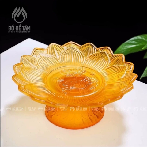 Bộ 3 Chum Nước Lưu Ly Thờ Cúng Cao Cấp – Màu Vàng Hổ Phách – Đặt Bàn Thờ Phật, Thần Tài [Chum Nước Nhỏ]