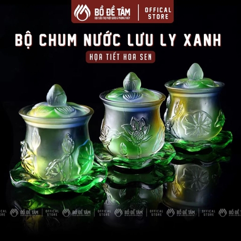 Chum Nước Thờ Cúng Lưu Ly Xanh Ngọc 9.2cm – Vật Phẩm Tâm Linh Bàn Thờ Phật, Gia Tiên
