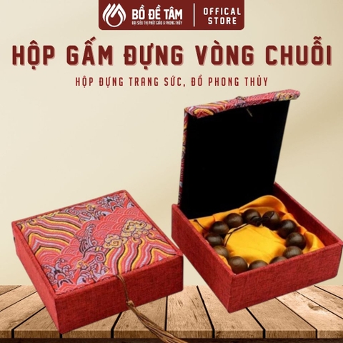 Hộp Gấm Đựng Vòng Tay Trang Sức Phong Thủy – Màu Đỏ – Lót Nhung Đen – Thiết Kế Sang Trọng