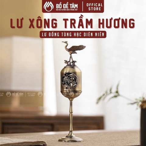Lư Xông Trầm Đồng Tùng Hạc, Lư Đốt Trầm Phong Thủy Trang Trí Bàn Thờ | Siêu Thị Bồ Đề Tâm