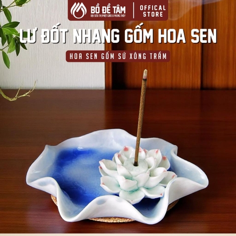 Đế Cắm Nhang Hoa Sen Gốm Sứ Tráng Men – Dụng Cụ Thờ Cúng & Trang Trí Phong Thủy