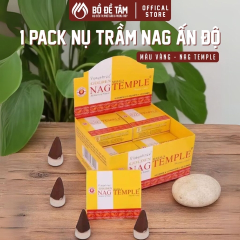 [12 HỘP] Nụ Trầm Ấn Độ Nag Temple Bìa Vàng – Hương thơm nhẹ nhàng, thư giãn tinh thần