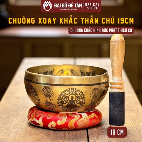 Chuông xoay khắc hình Đức Phật Thích Ca Mâu Ni 19cm