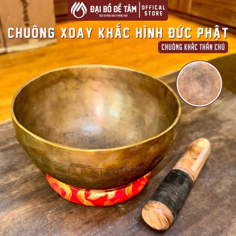 Chuông Xoay Thần Chú Khắc Thủ Công Hình Đức Phật Thích Ca Mâu Ni