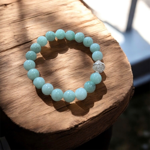 Vòng Tay Phỉ Thúy Myanmar “Sắc Xanh Thanh Xuân” Mix Charm Bạc - Size 10 li