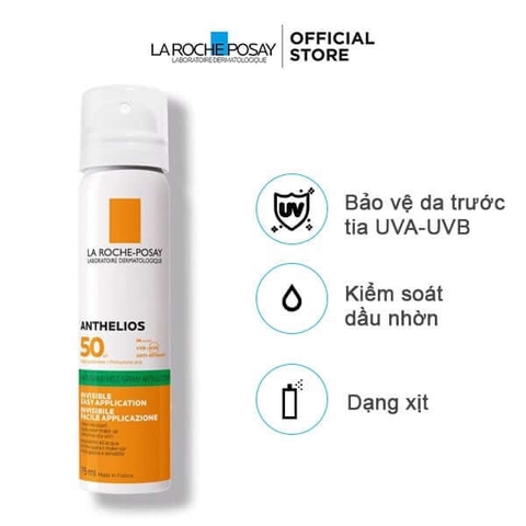 LAROCHE-POSAY Xịt Chống Nắng Kiềm Dầu - ANTHELIOS ANTI-SHINE INVISIBLE FRESH MIST SPF50 UVB + UVA SUN-SENSITIVE SKIN (75ml)