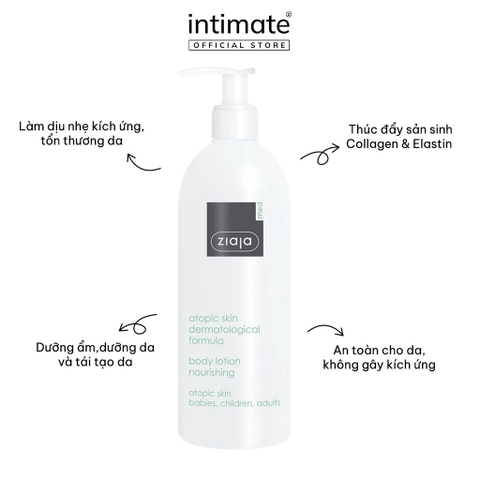 ZIAJA Nhũ Tương Dưỡng Ẩm Dành Cho Da Khô Dày Sừng - MED ATOPIC SKIN DERMATOLOGICAL FORMULA BODY LOTION NOURISHING (400ml)