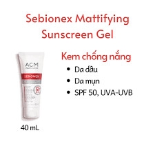 ACM Kem Chống Nắng Dành Cho Da Dầu - SEBIONEX MATTIFYING SUNSCREEN GEL SPF50+ (40ml)