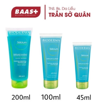 BIODERMA Gel Rửa Mặt Dành Cho Da Dầu & Hỗn Hợp - SEBIUM GEL MOUSSANT TUBE (45ml/100ml/200ml)