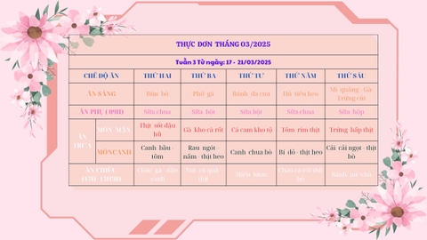 Tuần 3 tháng 03 thực đơn của các bé là gì nào?