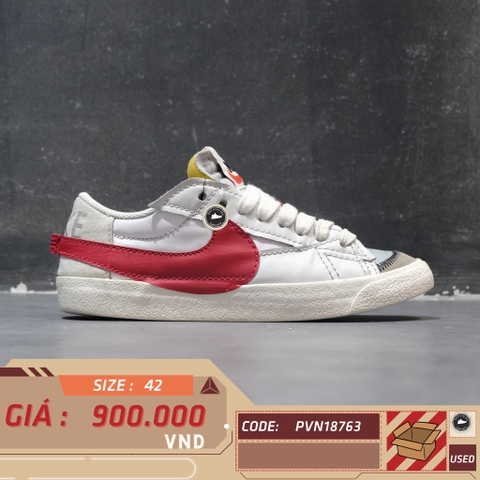 NIKE BLAZER LOW 77 JUMBO GREY RED SIZE 42 GIÀY 2HAND CHÍNH HÃNG