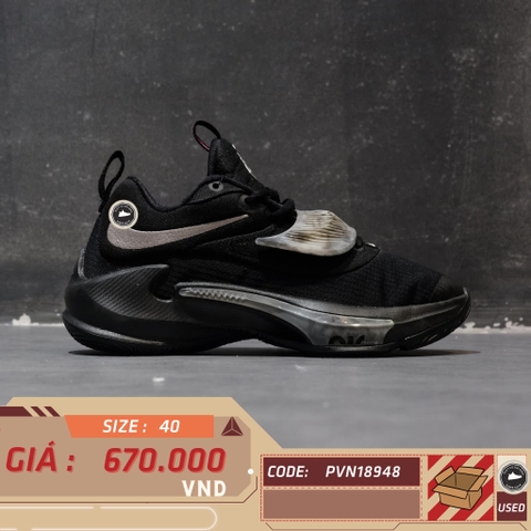 NIKE ZOOM FREAK 3 EP 'BLACK METALLIC SILVER' DA0695-002 SIZE 40 GIÀY 2HAND