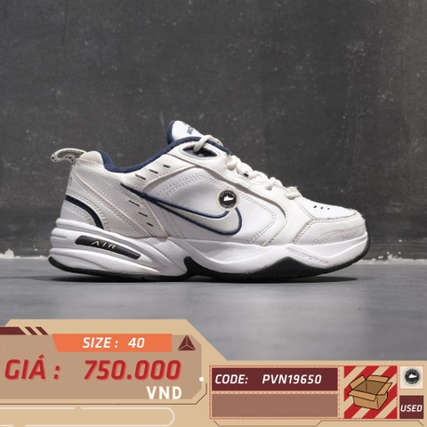 NIKE AIR MONARCH IV 'WHITE/NAVY' 415445 SIZE 40 GIÀY 2HAND CHÍNH HÃNG PVN19650