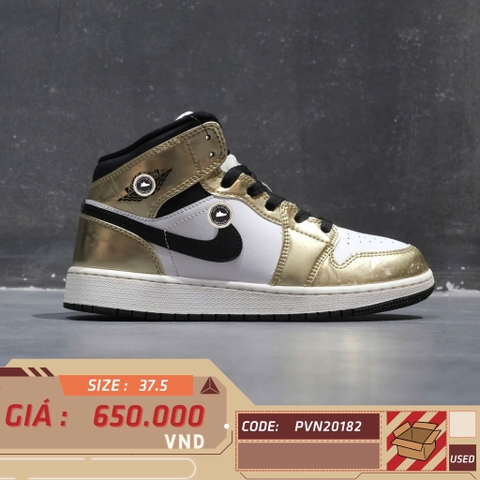 AIR JORDAN 1 MID SE ‘METALLIC GOLD’ DC1420-700 SIZE 37.5 GIÀY 2HAND CHÍNH HÃNG PVN20182