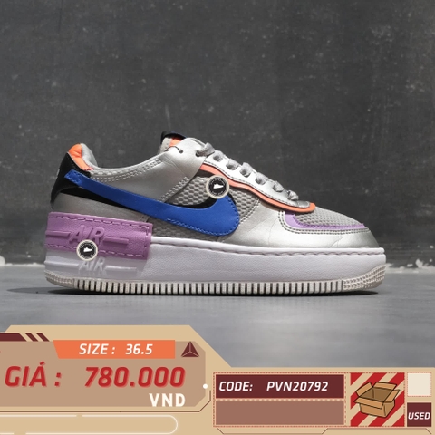 NIKE WMNS AIR FORCE 1 SHADOW 'METALLIC SILVER' CW6030 001 SIZE 36.5 GIÀY 2HAND CHÍNH HÃNG PVN20792