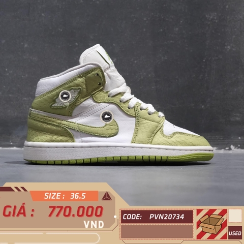 NIKE AIR JORDAN 1 MID SE GREEN PYTHON DV2959 113 SIZE 36.5 GIÀY 2HAND CHÍNH HÃNG PVN20734