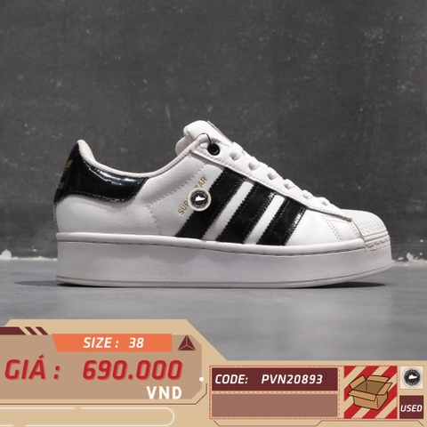 ADIDAS ORIGINALS SUPERSTAR BOLD 'CLOUD WHITE/CORE BLACK/GOLD METALLIC' FV3336 SIZE 38 GIÀY 2HAND CHÍNH HÃNG PVN20893