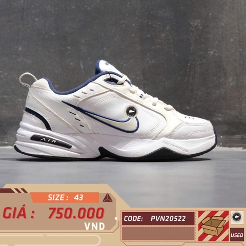 NIKE AIR MONARCH IV WHITE/METALLIC SILVER 415445-102 SIZE 43 GIÀY 2HAND CHÍNH HÃNG PVN20522