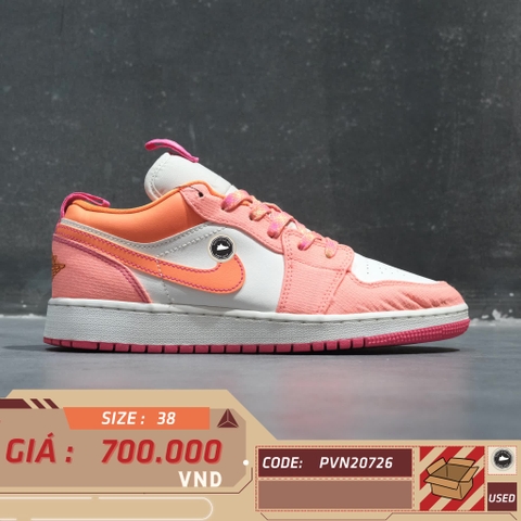 AIR JORDAN 1 LOW UTILITY GS 'CRIMSON PULSE' DJ0530-801 SIZE 38 GIÀY 2HAND CHÍNH HÃNG PVN20726