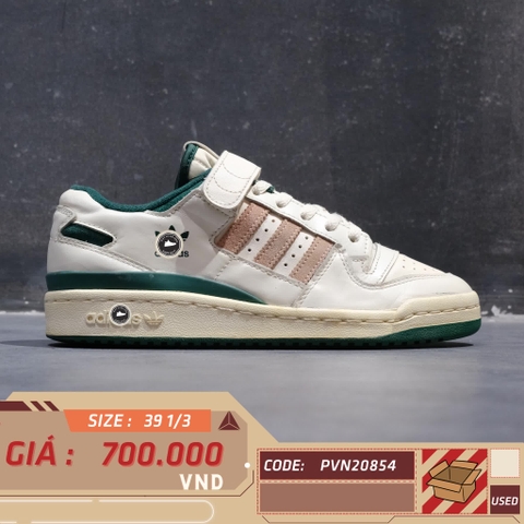 ADIDAS FORUM 84 LOW OFF WHITE COLLEGIATE GREEN GLOW PINK H01671 SIZE 39 1/3 GIÀY 2HAND CHÍNH HÃNG PVN20854