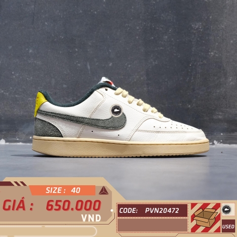 NIKE COURT VISION LOW 'SAIL PRO GREEN OPTI YELLOW' FD0320 133 SIZE 40 GIÀY 2HAND CHÍNH HÃNG PVN20472