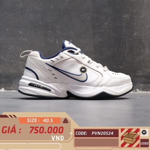NIKE AIR MONARCH IV WHITE/METALLIC SILVER 415445 102 SIZE 40.5 GIÀY 2HAND CHÍNH HÃNG PVN20524