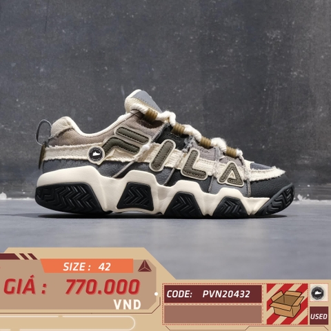 FILA FUSION Barricade Sneakers Grey Tan T12M433207FSA SIZE 42 GIÀY 2HAND CHÍNH HÃNG PVN20432