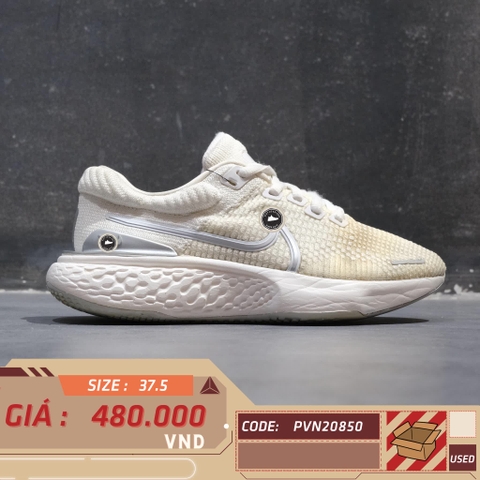 NIKE ZOOMX INVINCIBLE RUN FLYKNIT 2 'WHITE METALLIC SILVER' DC9993-101 SIZE 37.5 GIÀY 2HAND CHÍNH HÃNG PVN20850