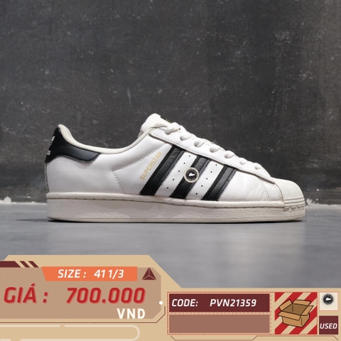 ADIDAS SUPERSTAR 'FOOTWEAR WHITE BLACK' EG4958 SIZE 41 1/3 GIÀY 2HAND CHÍNH HÃNG PVN21359