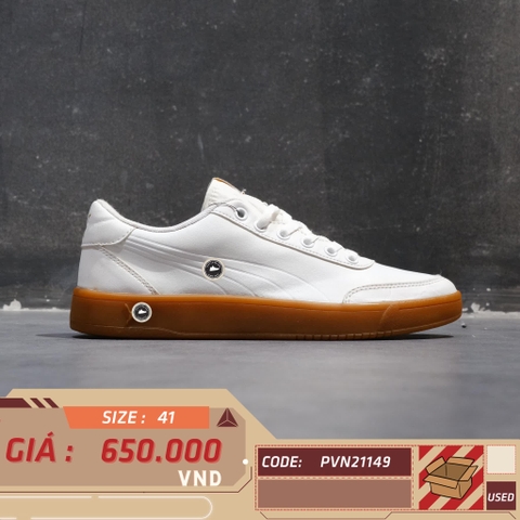 PUMA Court Breaker L Mono 'White Brown' 364976 04 SIZE 41 GIÀY 2HAND CHÍNH HÃNG PVN21149