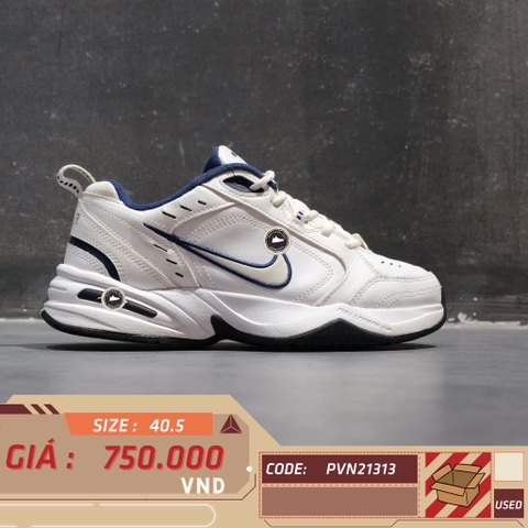 NIKE AIR MONARCH IV WHITE/METALLIC SILVER 415445 102 SIZE 40.5 GIÀY 2HAND CHÍNH HÃNG PVN21313