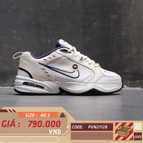 NIKE AIR MONARCH IV WHITE/METALLIC SILVER 415445 102 SIZE 40.5 GIÀY 2HAND CHÍNH HÃNG PVN21128