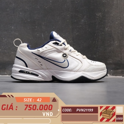 NIKE AIR MONARCH IV 'WHITE NAVY' 415445 102 SIZE 42 GIÀY 2HAND CHÍNH HÃNG PVN21199
