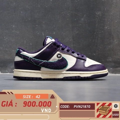 NIKE DUNK LOW RETRO 'CHENILLE SWOOSH' SAIL GRAND PURPLE DQ7683 100 SIZE 42 GIÀY 2HAND CHÍNH HÃNG PVN21870