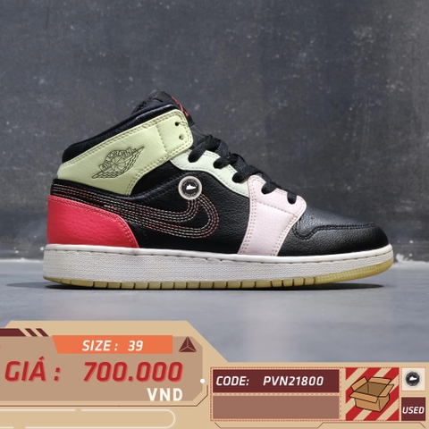 NIKE AIR JORDAN 1 MID SE 'GLOW IN THE DARK' AV5174 076 SIZE 39 GIÀY 2HAND CHÍNH HÃNG PVN21800