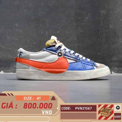 NIKE BLAZER LOW '77 JUMBO WHITE DARK SAPPHIRE BLUE SAFETY ORANGE DV9122 181 SIZE 41 GIÀY 2HAND CHÍNH HÃNG PVN21567