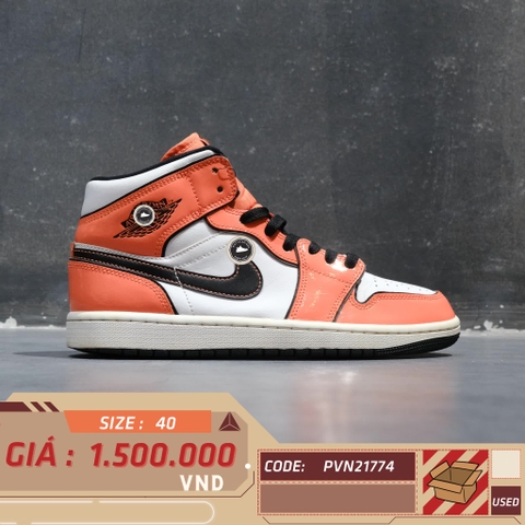 Air Jordan 1 Mid SE Turf Orange DD6834 802 SIZE 40 GIÀY 2HAND CHÍNH HÃNG PVN21774