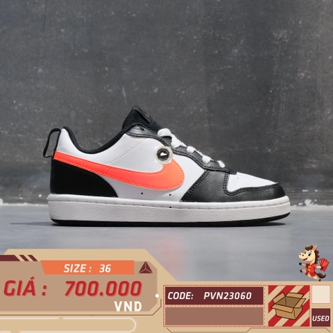 Nike Court Borough Low 2 GS White Black Orange - BQ5448 115 - Size 36 - GIÀY 2HAND CHÍNH HÃNG 23060