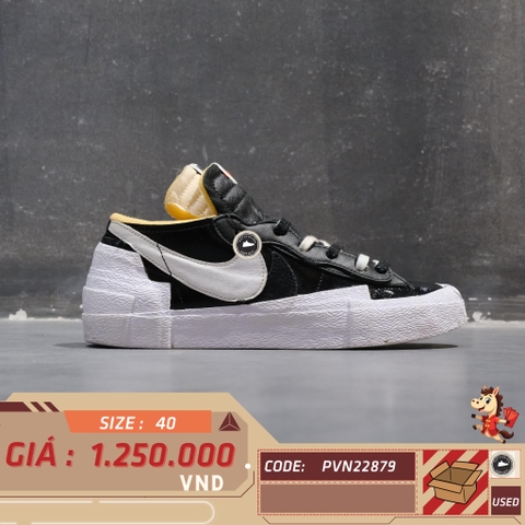 🔥 Nike Blazer Low Sacai Black Patent Leather – SIZE 40 – PVN22879 – CHÍNH HÃNG