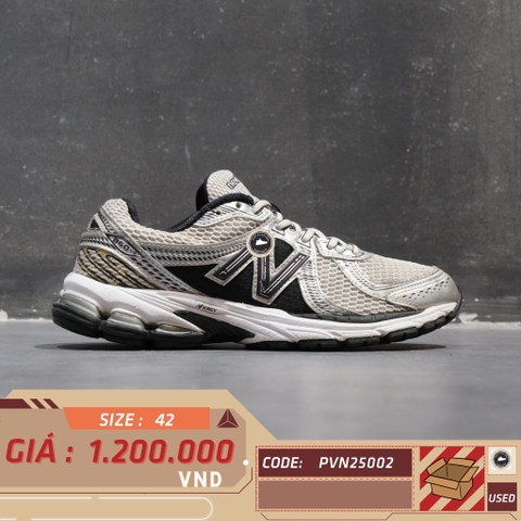 🔥 NEW BALANCE 860 V2 ‘WHITE BLACK SILVER’ – SIZE 42 – PVN25002 – CHÍNH HÃNG