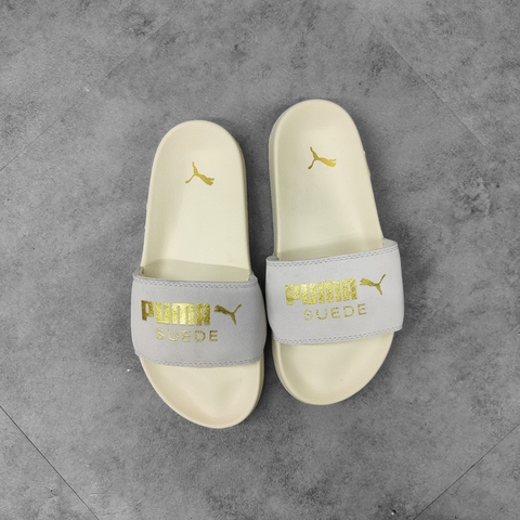 (MỚI CHÍNH HÃNG) Dép Puma Suede Leadcat màu kem bạc
