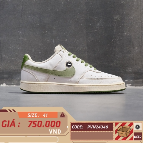Nike Court Vision Low White Oil Green - FJ5480 100 - Size 41 - GIÀY 2HAND CHÍNH HÃNG PVN24340