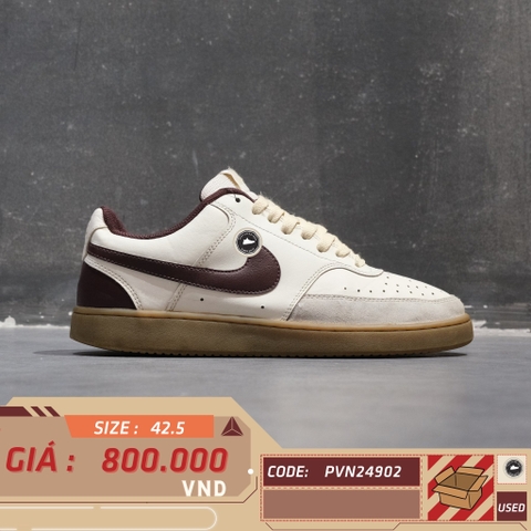 Nike Court Vision Low 'Sail Burgundy Crush' - HV2530 101 - Size 42.5 - GIÀY 2HAND CHÍNH HÃNG PVN24902