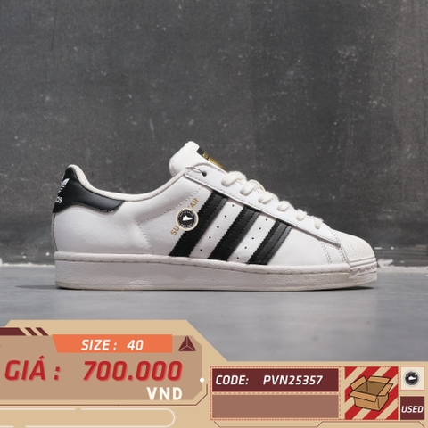 Adidas Superstar White Black Gold - C77124 - Size 40 - GIÀY 2HAND CHÍNH HÃNG PVN25357