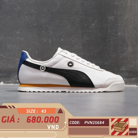 Puma Roma Basic White Black Blue Orange - 369571-42 - Size 43 - GIÀY 2HAND CHÍNH HÃNG PVN25684