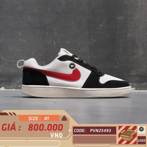 Nike Court Borough Low White Black University Red - 838937-102 - Size 41 - GIÀY 2HAND CHÍNH HÃNG PVN25493